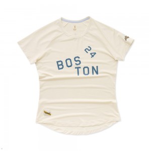 Tracksmith Boston Women's Tee Ivory NZ | 01893LKGP