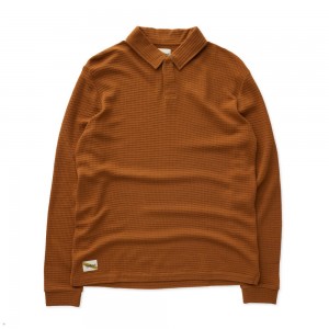 Tracksmith Fells Rugby Men's Shirts Caramel NZ | 43192TIOZ