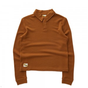 Tracksmith Fells Rugby Women's Shirts Caramel NZ | 91806IKJV