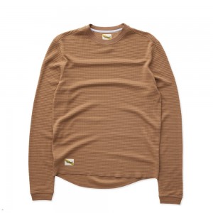 Tracksmith Fells Waffle Men's Base Layer Pecan NZ | 97164UMXN