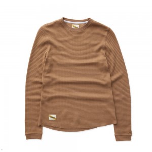 Tracksmith Fells Waffle Women's Base Layer Pecan NZ | 26830GMTQ