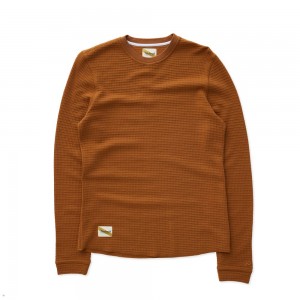 Tracksmith Fells Waffle Women's Base Layer Caramel NZ | 67528GPFC