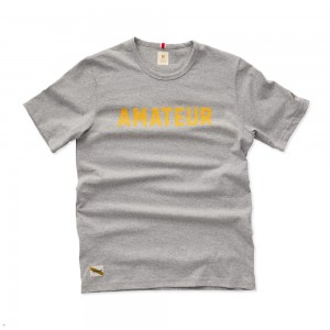 Tracksmith Grayboy Amateur Men's Tee Gray/Yellow NZ | 94718VWSD