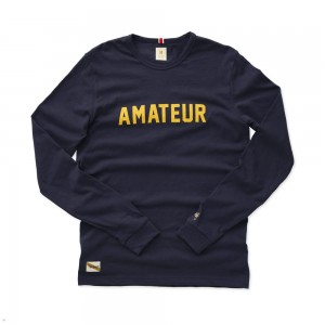 Tracksmith Grayboy Long Sleeve Amateur Men's Shirts Navy/Yellow NZ | 18674XEWU