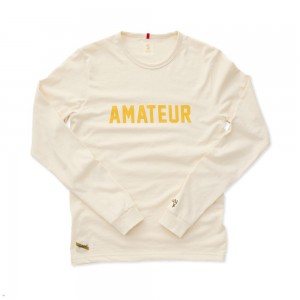 Tracksmith Grayboy Long Sleeve Amateur Men's Shirts Ivory/Yellow NZ | 78436GMRD