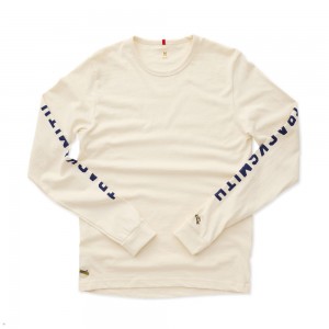 Tracksmith Grayboy Long Sleeve Men's Shirts Ivory NZ | 10795ORIZ