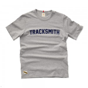 Tracksmith Grayboy Men's Tee Gray/Navy NZ | 73684BMYW