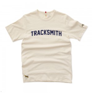 Tracksmith Grayboy Men's Tee Ivory/Navy NZ | 10697VNAS