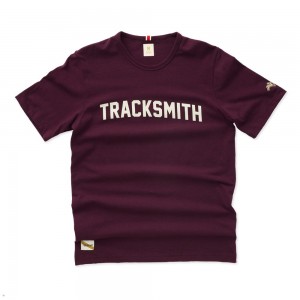 Tracksmith Grayboy Men's Tee Wine/Ivory NZ | 61579VHSB