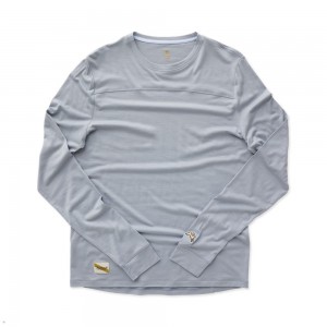 Tracksmith Harrier Long Sleeve Men's Shirts Sky Gray NZ | 81536DZIH