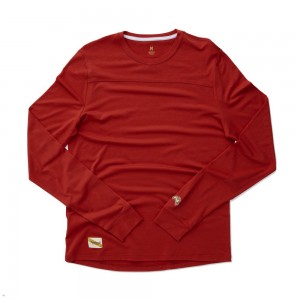 Tracksmith Harrier Long Sleeve Men's Shirts Scarlet NZ | 95781ARKH