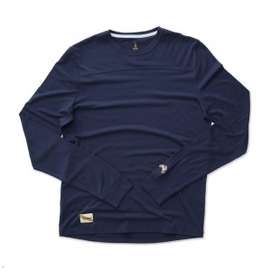 Tracksmith Harrier Long Sleeve Men's Shirts Navy NZ | 45326VEXQ