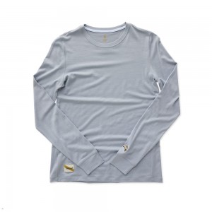 Tracksmith Harrier Long Sleeve Women's Shirts Sky Gray NZ | 32589OXMD