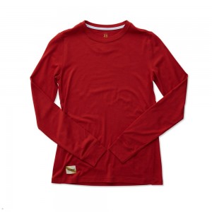 Tracksmith Harrier Long Sleeve Women's Shirts Scarlet NZ | 39058YNMI