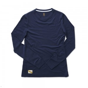 Tracksmith Harrier Long Sleeve Women's Shirts Navy NZ | 39586UDCG