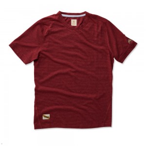 Tracksmith Horizon Men's Tee Pomegranate Stripe NZ | 85426AOYH