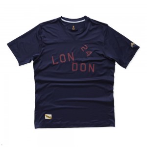 Tracksmith London Men's Tee Navy NZ | 03581RPVQ