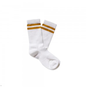 Tracksmith Merino Tube Sock White/Gold NZ | 96047EBLA