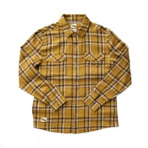 Tracksmith New England Flannel Women's Shirts Amber Plaid NZ | 21596PACN