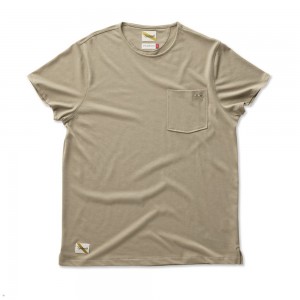 Tracksmith Run Cannonball Run Men's Tee Driftwood NZ | 12479UQSY