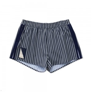 Tracksmith Run Cannonball Run Women's Shorts Navy Stripe NZ | 07594OKAW