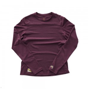 Tracksmith Session Long Sleeve Women's Shirts Burgundy NZ | 10349APHS