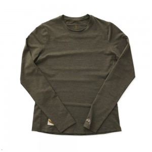 Tracksmith Session Long Sleeve Women's Shirts Olive NZ | 54682ZXAB