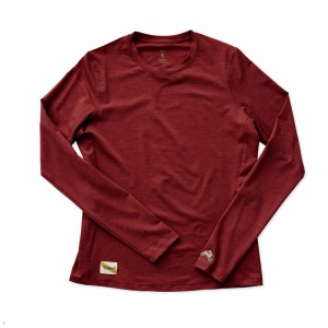 Tracksmith Session Long Sleeve Women's Shirts Red NZ | 65017OEAL