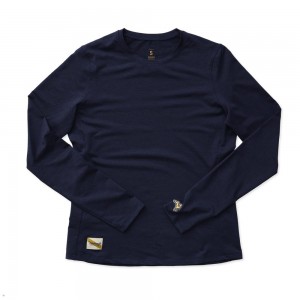 Tracksmith Session Long Sleeve Women's Shirts Navy NZ | 18039CXNE