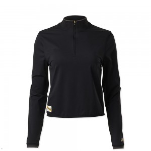 Tracksmith Session Quarter Zip Women's Mid Layer Black NZ | 85179PTMI