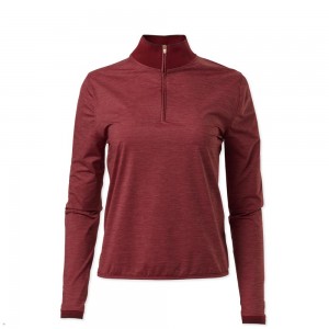 Tracksmith Session Quarter Zip Women's Mid Layer Crimson NZ | 09138DGBV