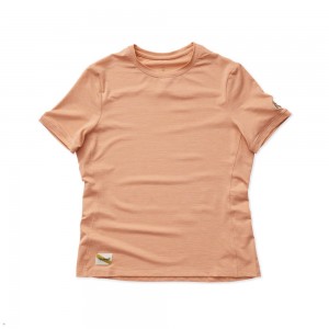 Tracksmith Session Women's Tee Muted Clay NZ | 02637FSXL