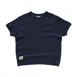 Tracksmith Terry Crew Women's Shirts Navy NZ | 31654ZAGH