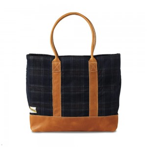 Tracksmith Tote Bags Navy/Forest Plaid NZ | 29730JKBC