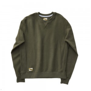 Tracksmith Trackhouse Crew Men's Sweatshirt Beetle Green NZ | 10624UDYM