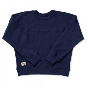 Tracksmith Trackhouse Crew Women's Sweatshirt Navy NZ | 27513UEIL