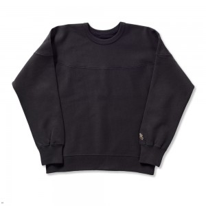 Tracksmith Trackhouse Crew Women's Sweatshirt Black NZ | 53219SUWV