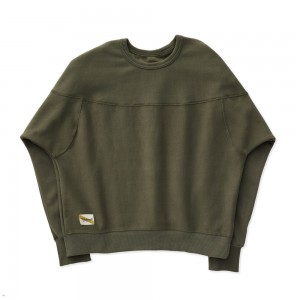 Tracksmith Trackhouse Crew Women's Sweatshirt Beetle Green NZ | 03854QRZG