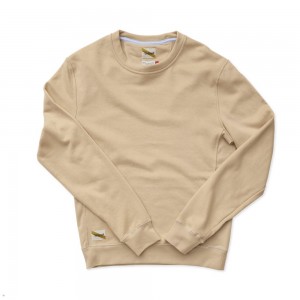 Tracksmith Trackhouse Midweight Crew Men's Sweatshirt Latte NZ | 90784HTKZ