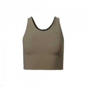 Tracksmith Turnover Crop Women's Tops Khaki NZ | 49381VGID