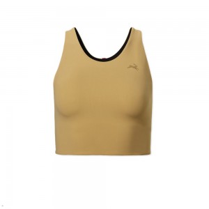 Tracksmith Turnover Crop Women's Tops Yellow NZ | 91742IFDA