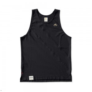 Tracksmith Van Cortlandt Men's Singlet Black NZ | 56187UIDN