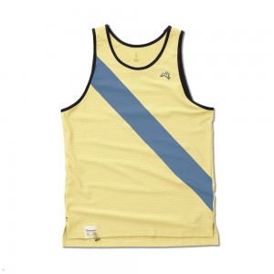 Tracksmith Van Cortlandt Men's Singlet Pale Yellow/Slate/Black NZ | 59362UJTQ