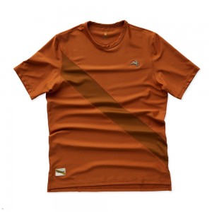 Tracksmith Van Cortlandt Men's Tee Brick Red/Caramel NZ | 69820QDXP