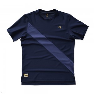 Tracksmith Van Cortlandt Men's Tee Navy/Nautical Blue NZ | 08142SFKC