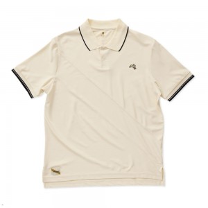 Tracksmith Van Cortlandt Polo Men's Shirts Ivory/Black NZ | 56270KJIW