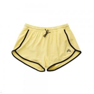 Tracksmith Van Cortlandt Women's Shorts Pale Yellow/Black NZ | 59480YTFO