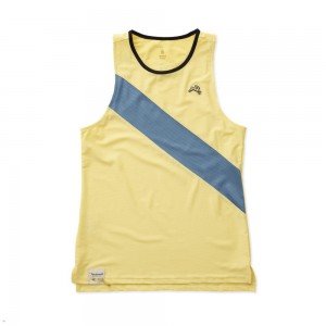 Tracksmith Van Cortlandt Women's Singlet Pale Yellow/Slate/Black NZ | 60427QRMT