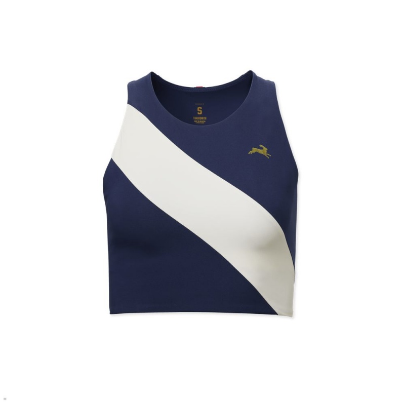 Tracksmith Bell Lap Women\'s Tops Navy/Ivory NZ | 15732XZOK