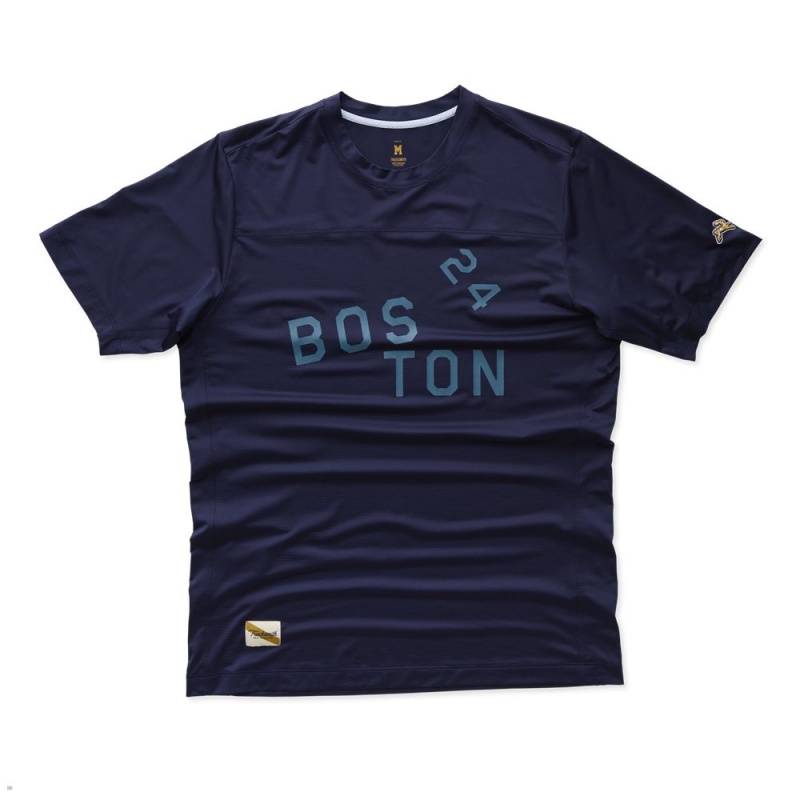 Tracksmith Boston Men\'s Tee Navy NZ | 91574KZRH